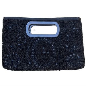 GNO Statement Beaded Black Clutch